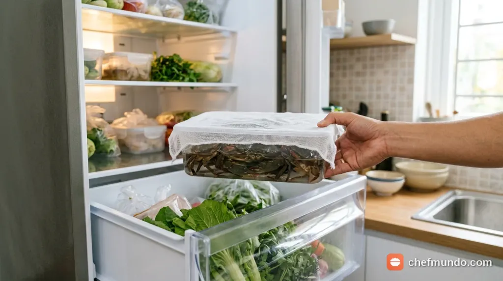 Phương pháp bảo quản cua sống từ 3 đến 5 ngày trong thùng xốp đục lỗ kèm khăn ẩm