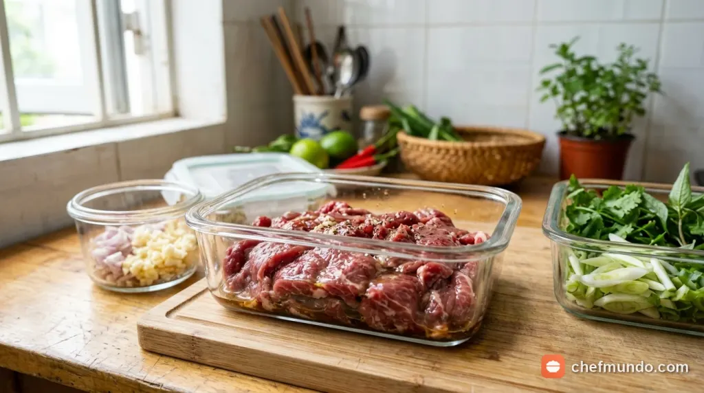 Đóng gói và chia nhỏ khẩu phần thịt bò trước khi bảo quản trong tủ lạnh