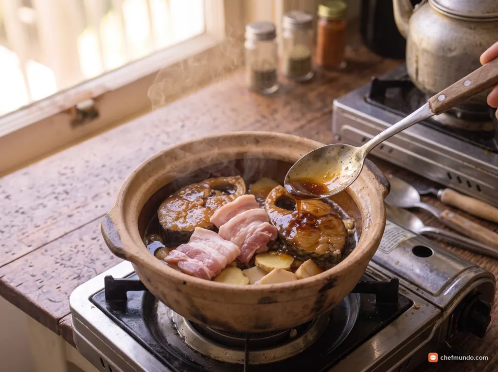 Kho lửa hai với thịt ba chỉ