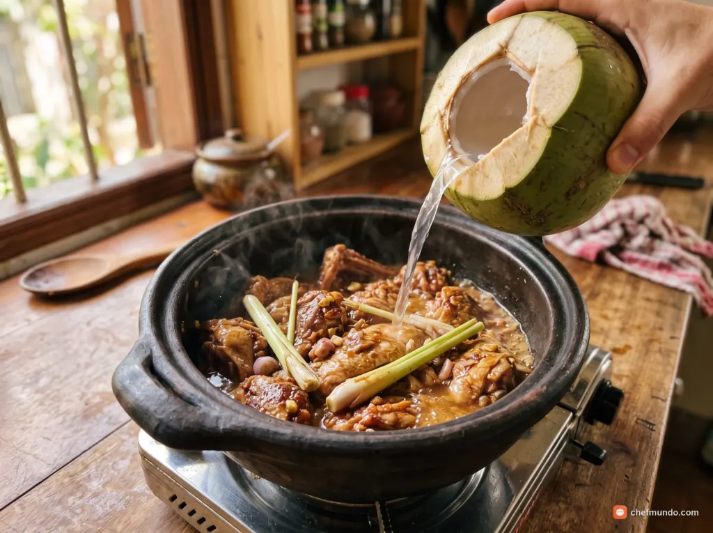 Xào vịt và hầm nước dừa