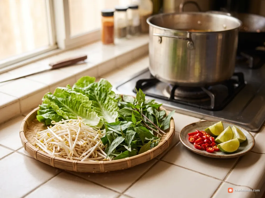 Chuẩn bị rau sống và đồ ăn kèm