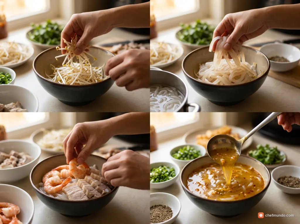 Trình bày tô bánh canh bột lọc Huế