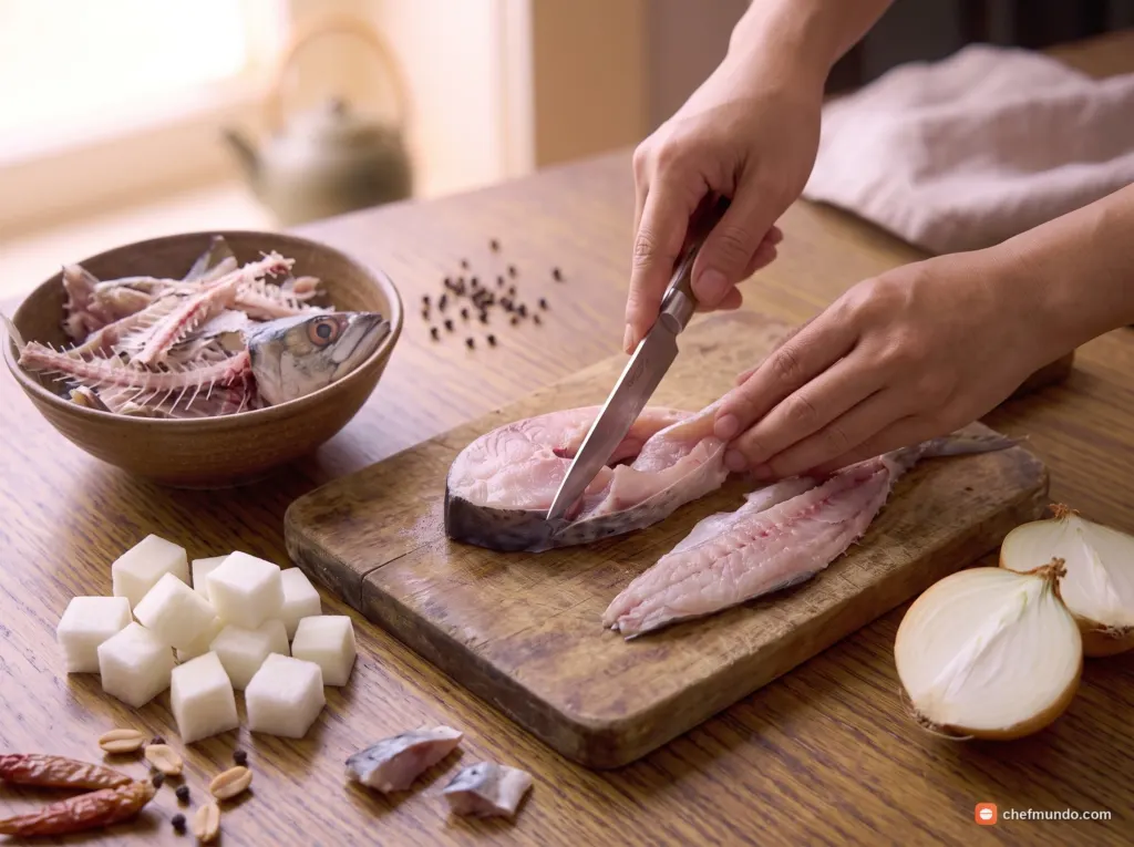 Lóc cá và sơ chế rau củ