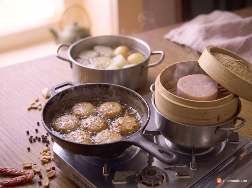 Chiên và hấp hai kiểu chả