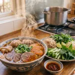 Cách nấu bún bò Huế chuẩn vị – Đậm đà mắm ruốc, thơm sả, cay nồng sa tế