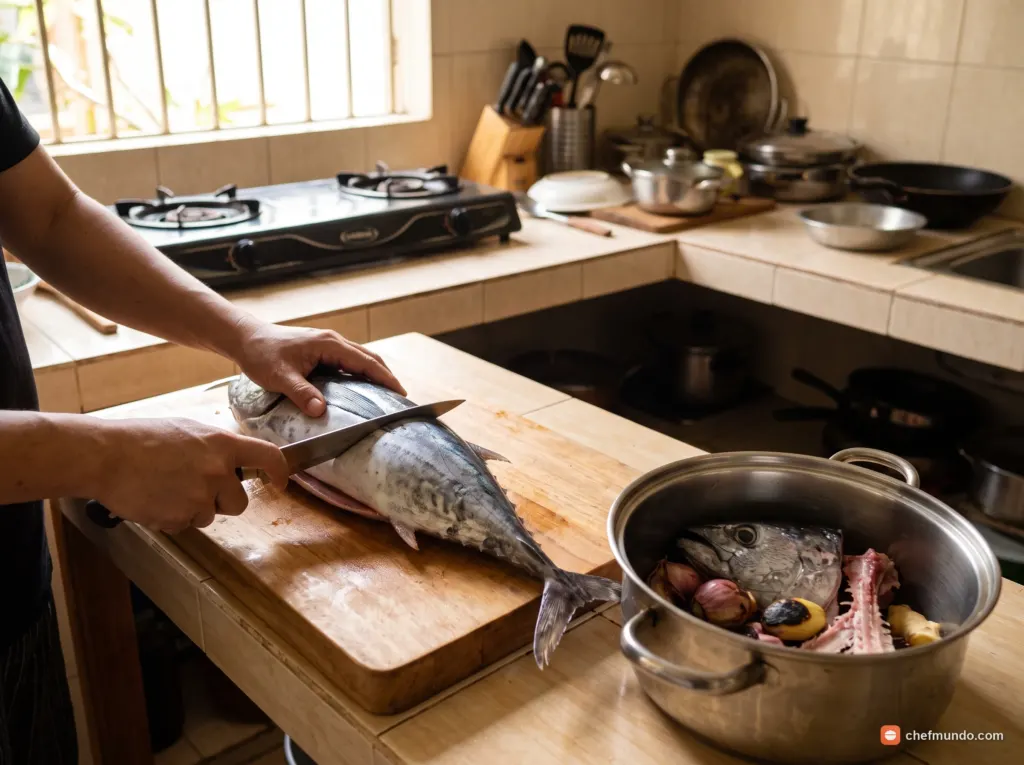 Sơ chế cá và hầm nước dùng