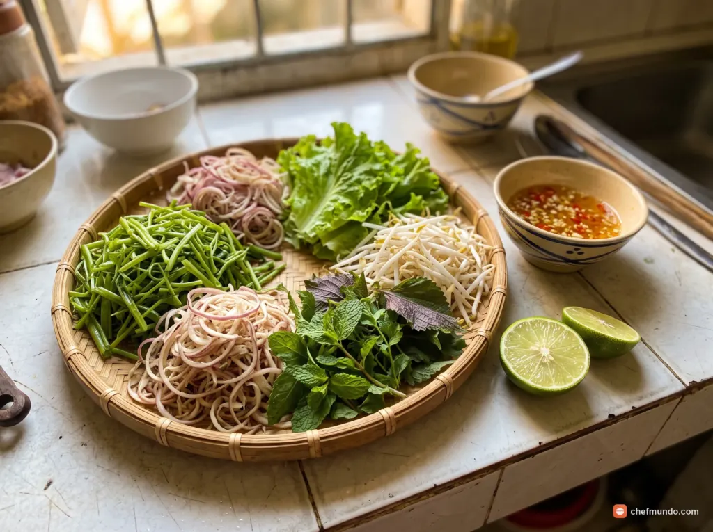 Chuẩn bị rau sống và pha nước chấm