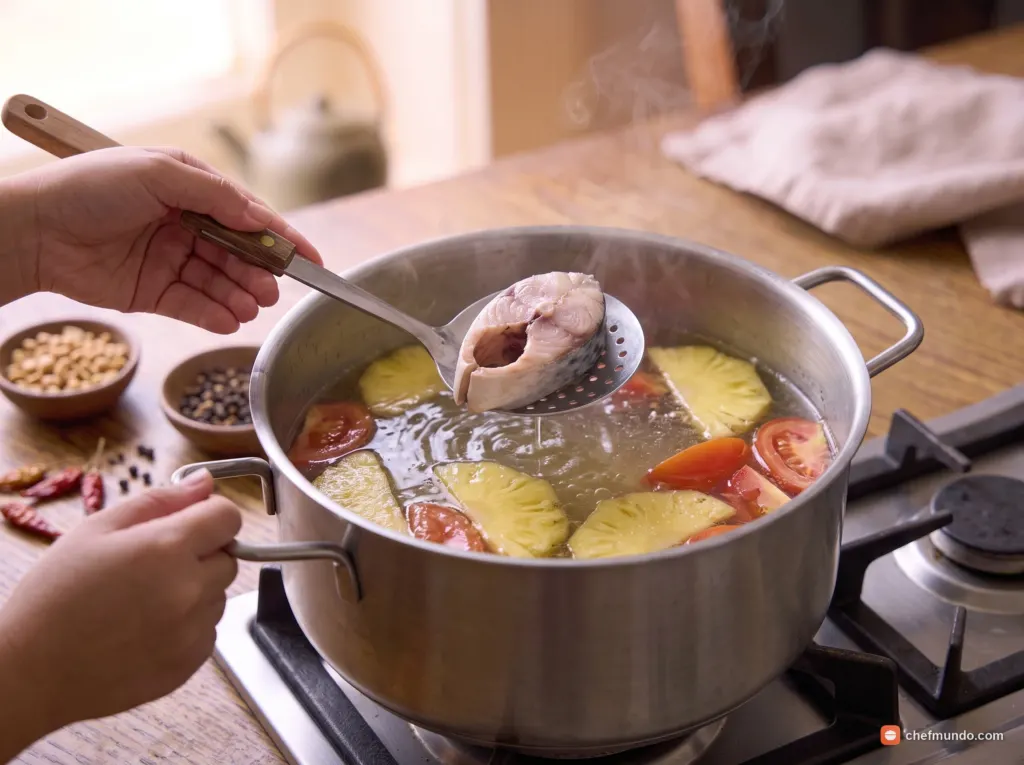 Nấu nước dùng và luộc cá dầm