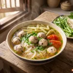 Cách nấu bún mọc dọc mùng Hà Nội, mọc dai giòn nước dùng trong veo