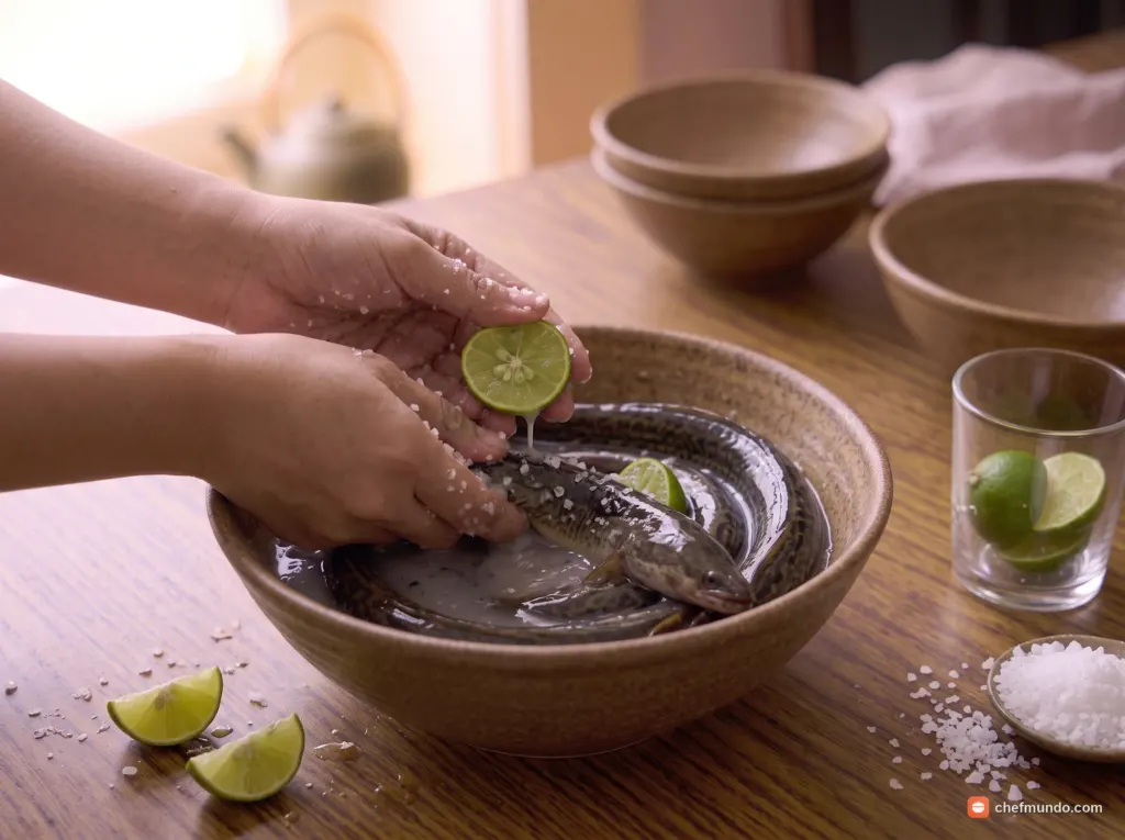 Tuốt nhớt và làm sạch lươn