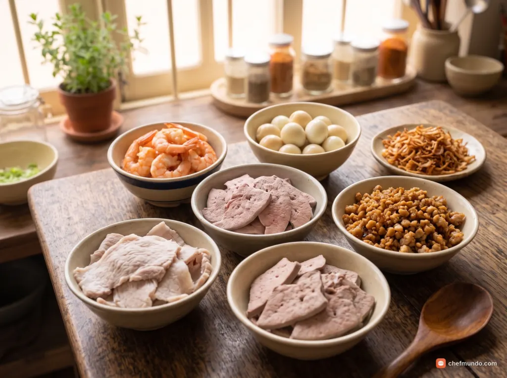Luộc và xào các loại topping