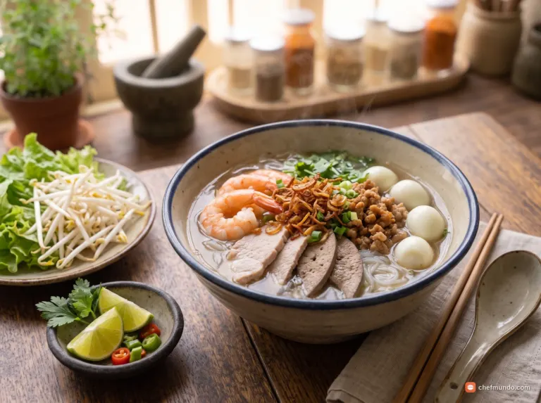 Cách nấu hủ tiếu Nam Vang nước lèo trong ngọt, đủ topping như ngoài tiệm