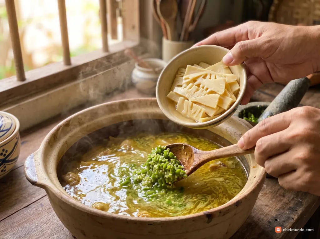 Cho măng chua, ớt xiêm và nêm nước lẩu