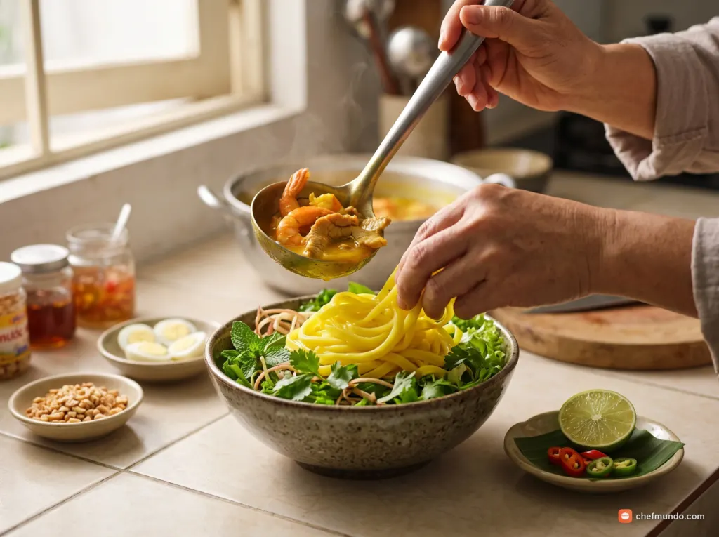 Trình bày tô mì Quảng và thưởng thức