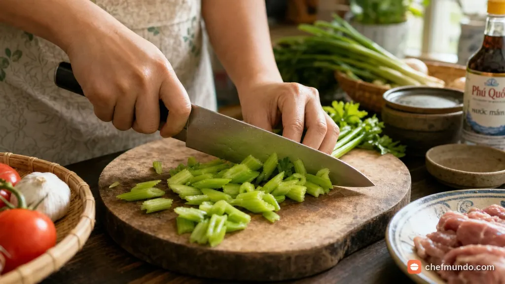 Chọn cần tây tươi cọng dày giòn tại chợ