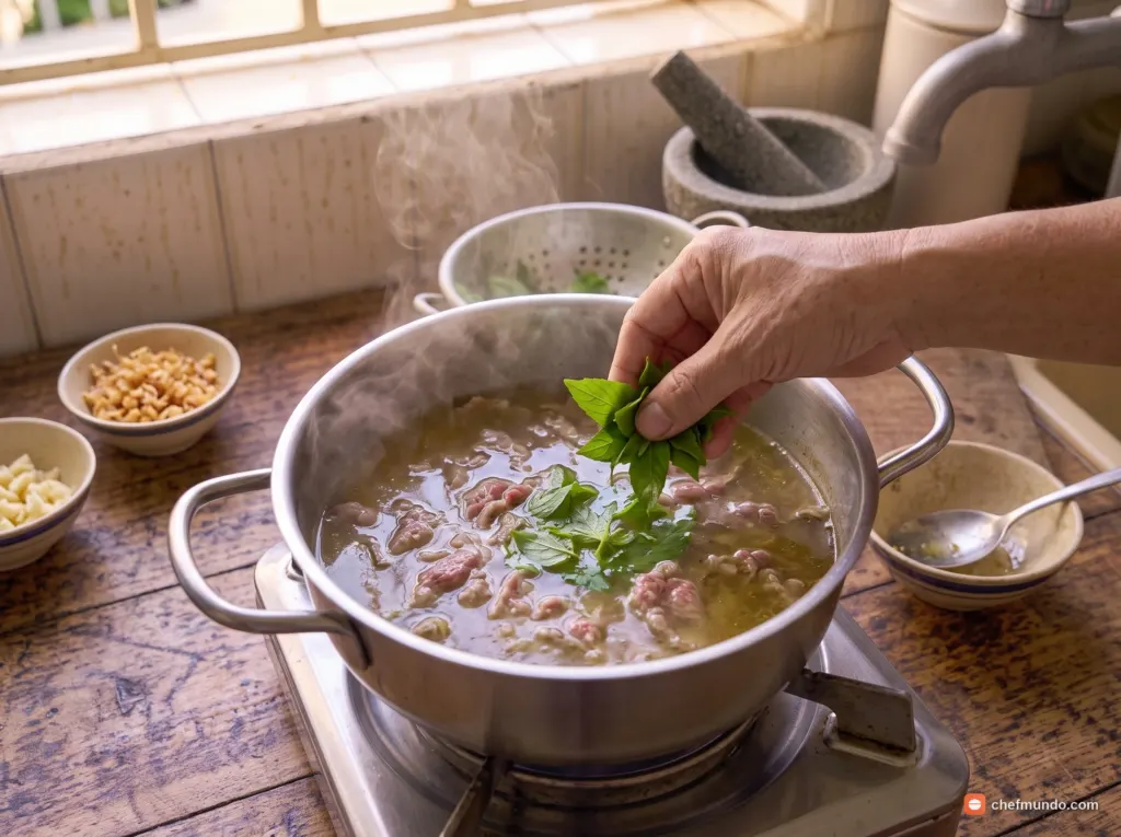 Nấu canh và hoàn thành