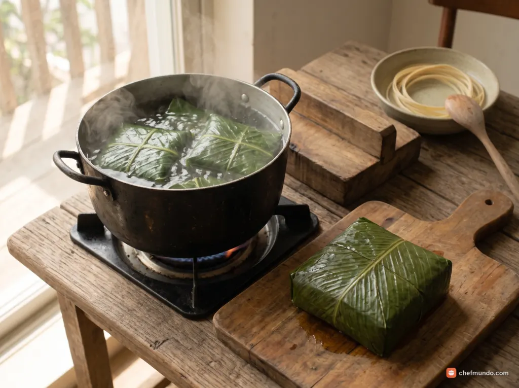 Luộc bánh và vớt ép