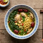 Công thức nấu mì gà tần ngải cứu mềm thơm, ngọt thanh chuẩn vị Hà Nội