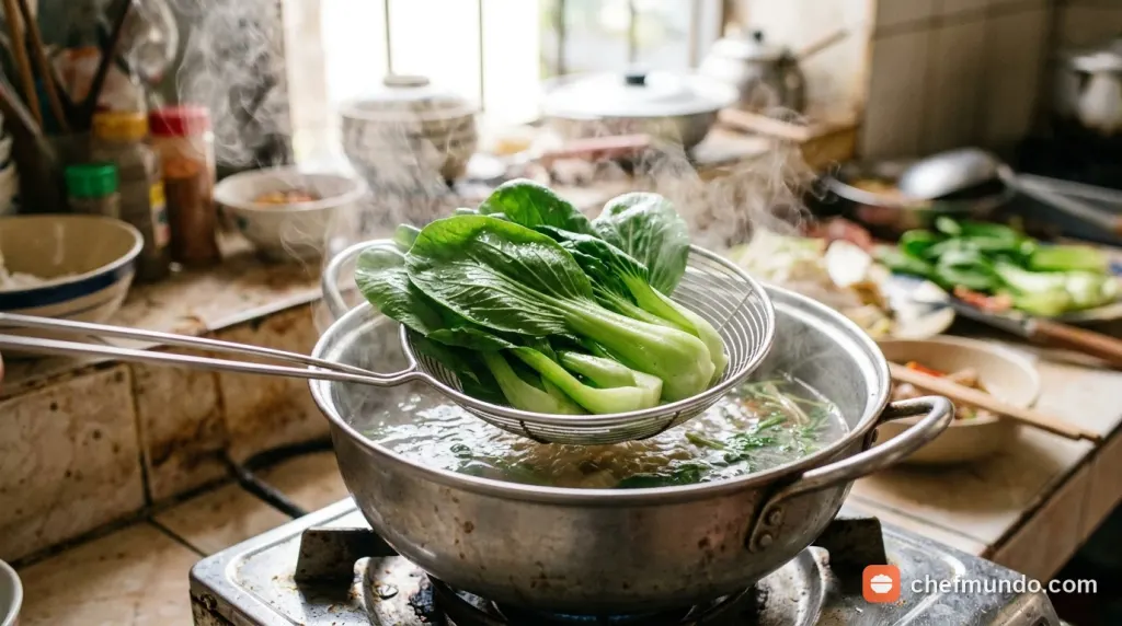 Các loại rau cải tươi xanh được xếp gọn trên thớt bếp