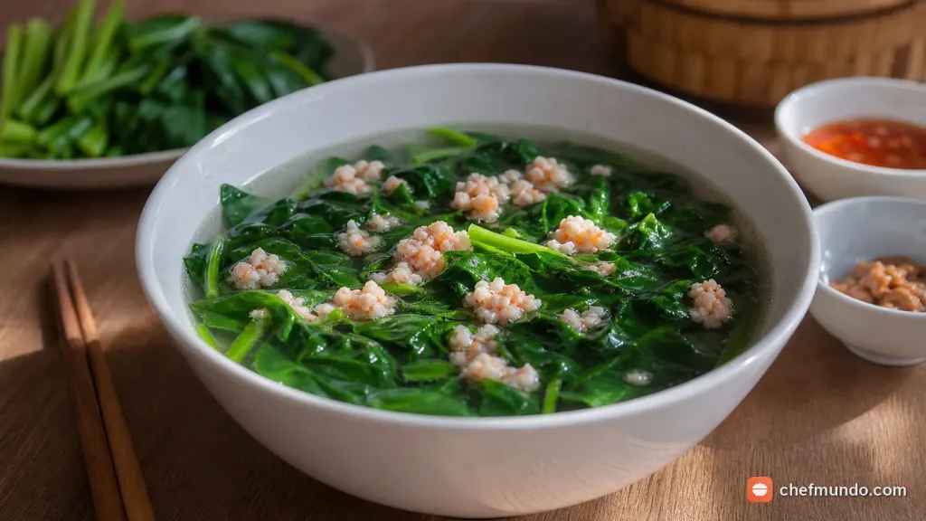 Bát canh rau mồng tơi nấu tôm tươi thanh mát