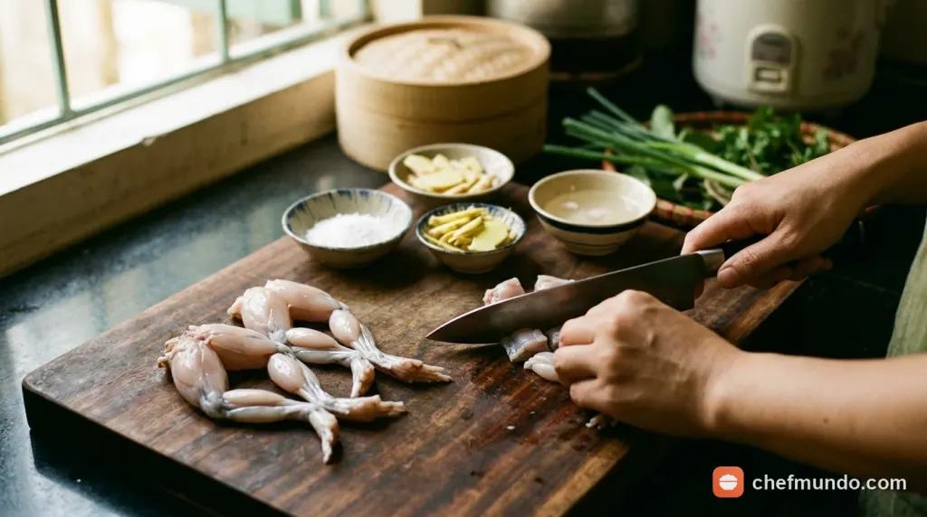 Sơ chế và khử mùi hôi thịt ếch
