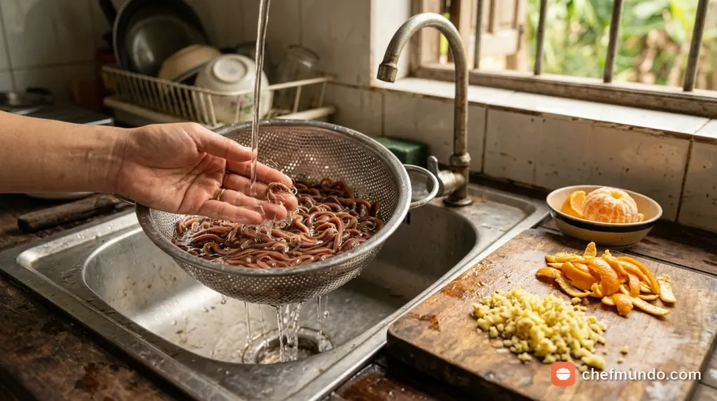 Sơ chế rươi sạch lông tơ không bị nát