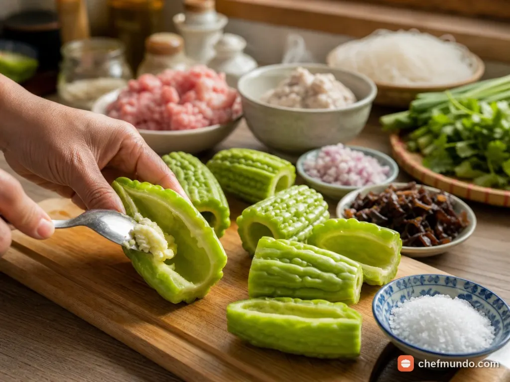 Sơ chế khổ qua rút vị đắng