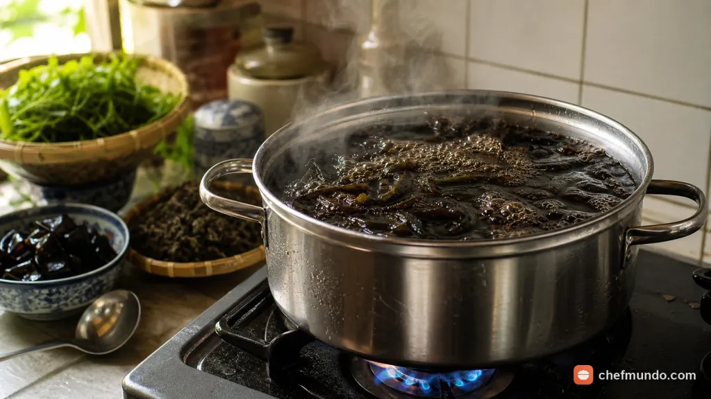 Ninh lá thạch đen lấy nước cốt thơm đậm