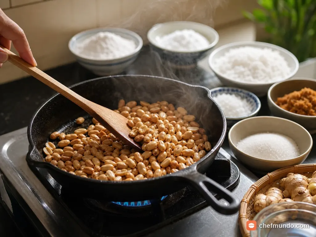 Rang đậu phộng làm nhân