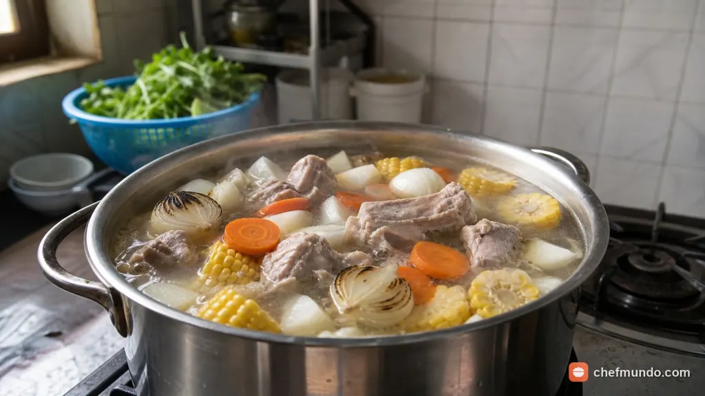Kỹ thuật hầm nước dùng ngọt thanh từ xương và dừa tươi