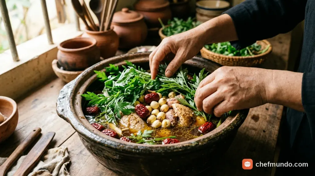 Ướp gà và xếp nồi hầm
