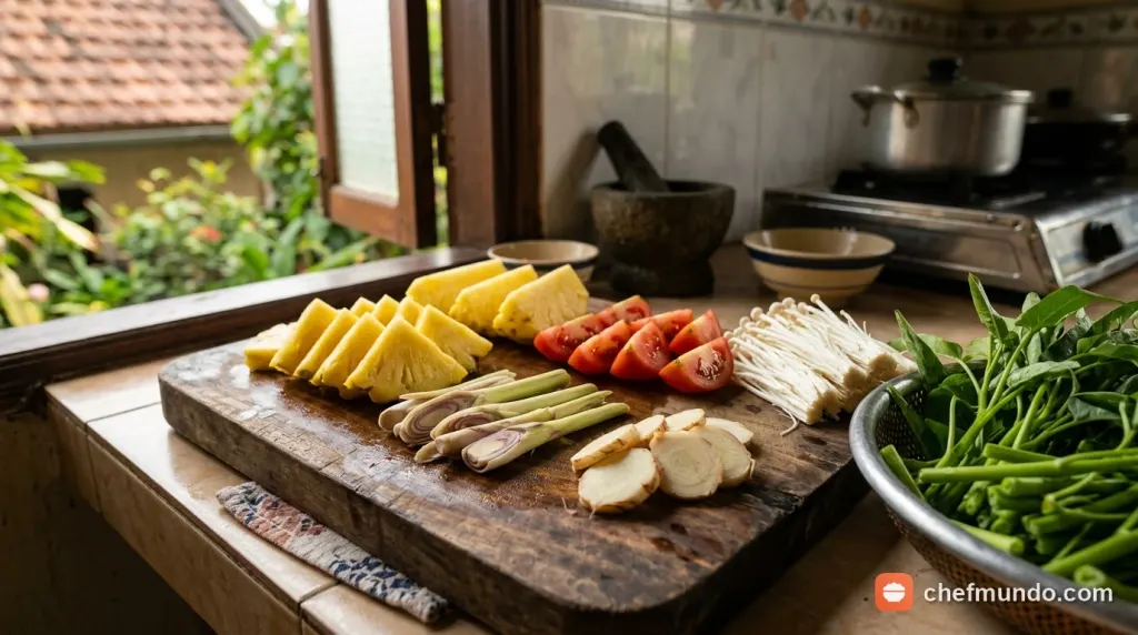 Sơ chế rau nấm và phụ liệu tạo vị