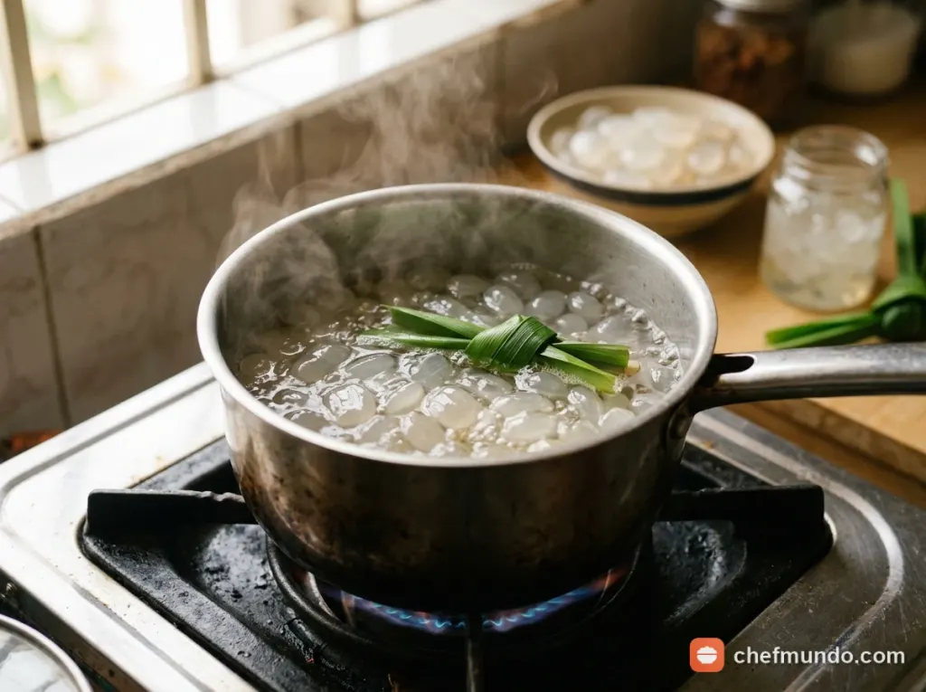 Nấu chè hạt đác với lá dứa