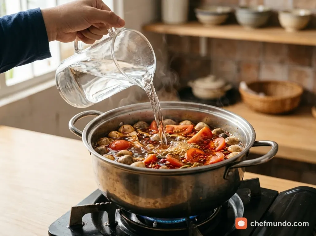 Nấu nước dùng lẩu chua cay