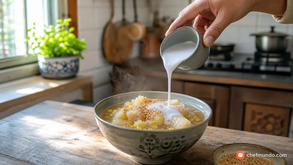 Thêm hương bưởi, múc chè ra bát và hoàn thiện