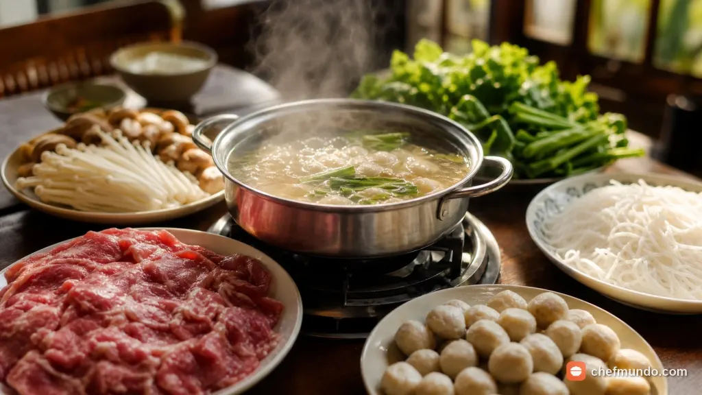 Trình bày và thưởng thức lẩu ngọt tại bàn