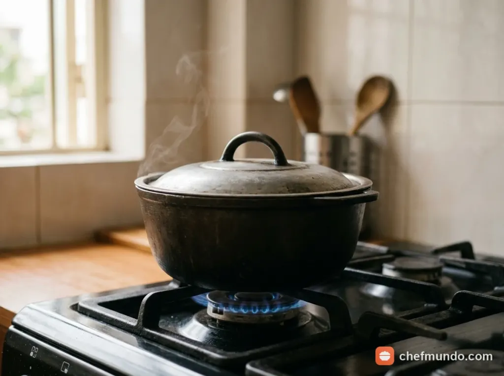 Đậy nắp, giảm lửa, nấu chín