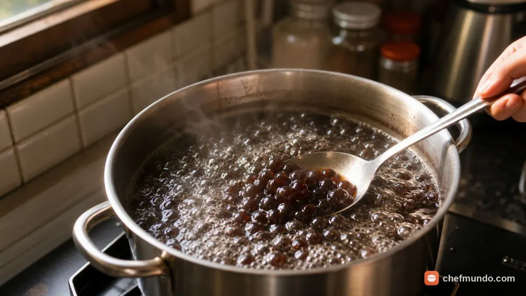Luộc chín trân châu và ủ hạt