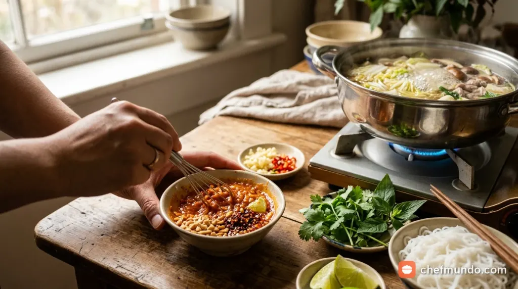 Pha nước chấm chao sa tế và trình bày