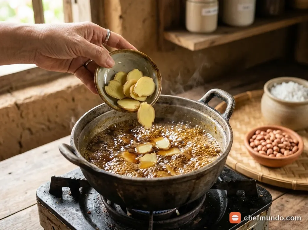 Nấu nước đường thốt nốt thơm gừng