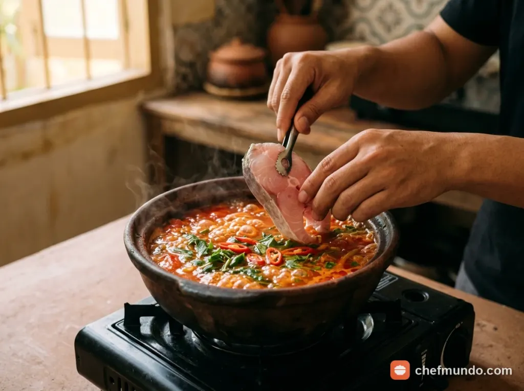 Nấu cá bớp chín tới và hoàn thiện