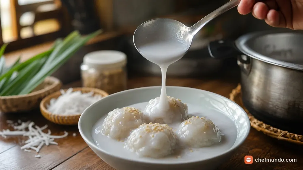 Nấu nước cốt dừa chan và hoàn thiện