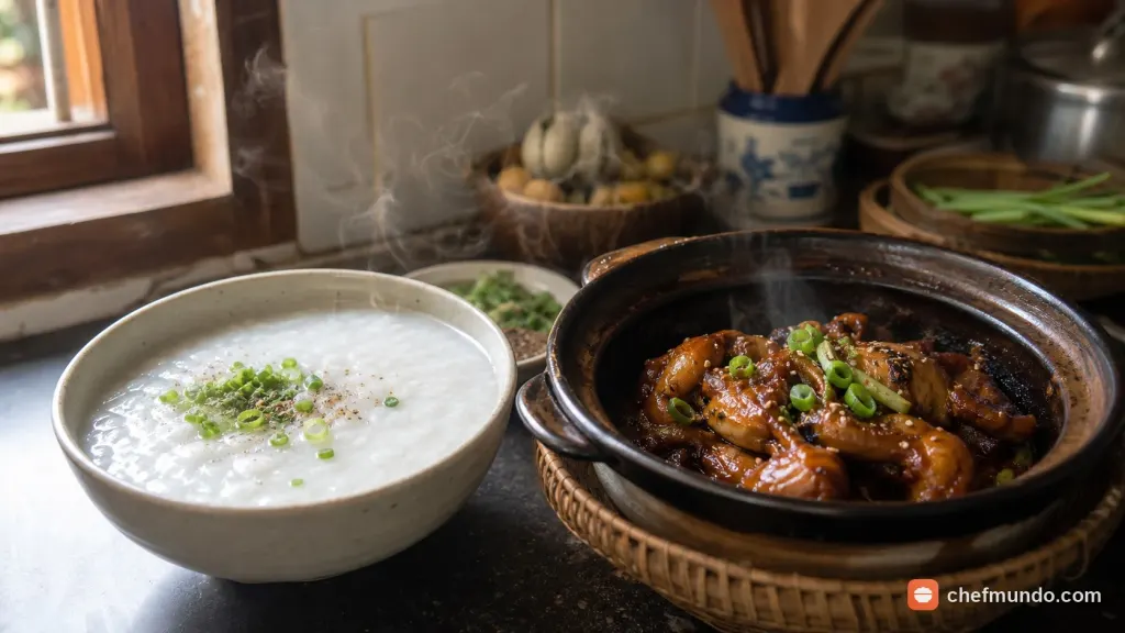 Trình bày và thưởng thức cháo ếch