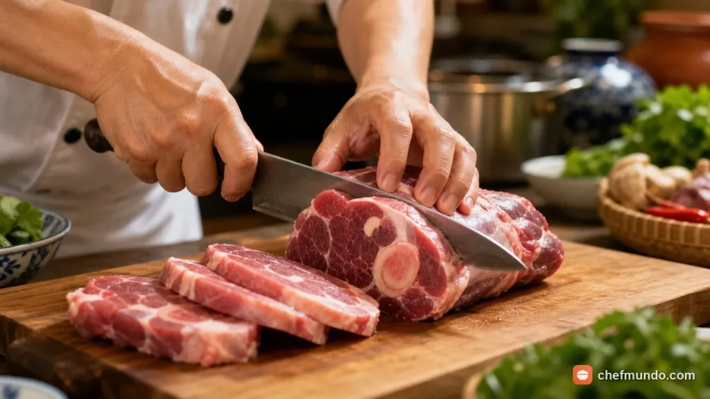 Các phần thịt bò tươi được đóng gói hút chân không sạch sẽ chuẩn bị bảo quản tủ lạnh