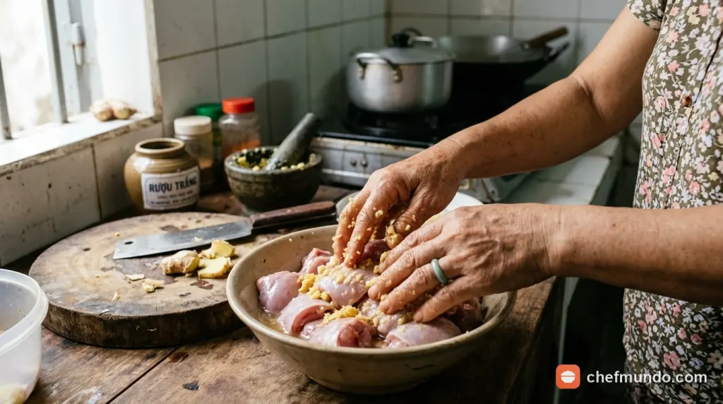 Khử mùi hôi thịt thỏ bằng gừng và rượu trắng