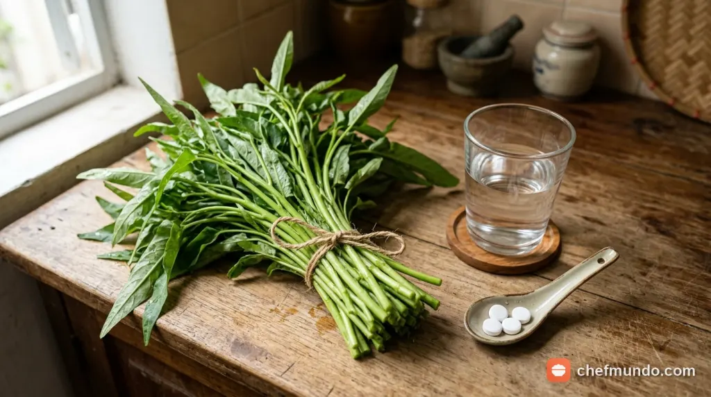 Uống thuốc tây có ăn rau muống được không? Giải đáp về Tây y và Đông y