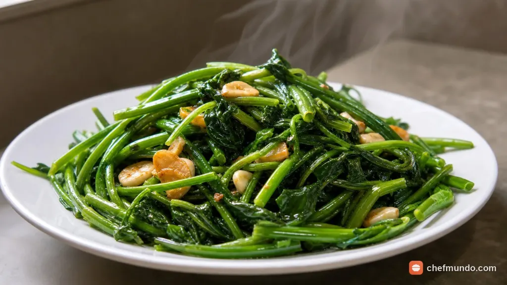 So sánh đĩa rau muống luộc thanh đạm và rau muống xào tỏi nhiều dầu mỡ
