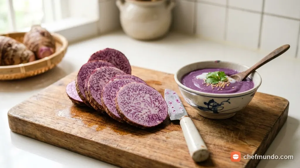Thành phần dinh dưỡng và nguyên liệu củ khoai môn tươi trong bánh bao Thọ Phát