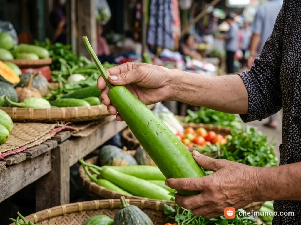 Bát canh bầu nấu tôm thơm ngọt trên bàn ăn