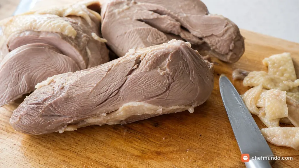 Chế biến thịt ngan nạc bỏ da giúp giảm lượng purin cho người bệnh gút.